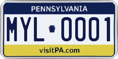 PA license plate MYL0001