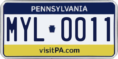 PA license plate MYL0011
