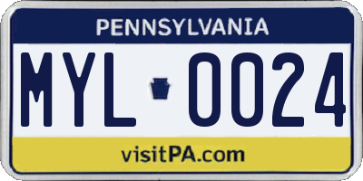 PA license plate MYL0024