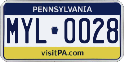 PA license plate MYL0028