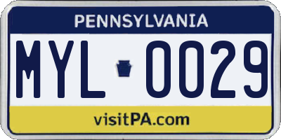 PA license plate MYL0029