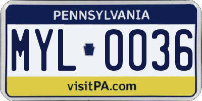 PA license plate MYL0036