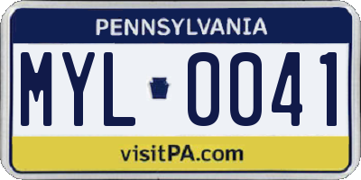 PA license plate MYL0041