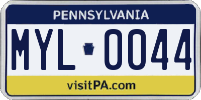 PA license plate MYL0044