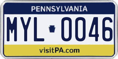 PA license plate MYL0046