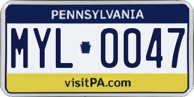 PA license plate MYL0047