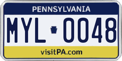 PA license plate MYL0048