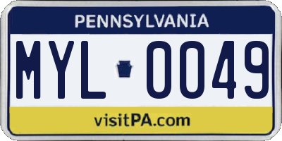 PA license plate MYL0049