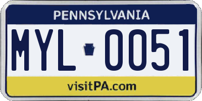 PA license plate MYL0051