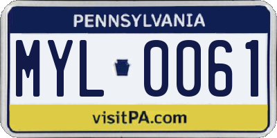 PA license plate MYL0061