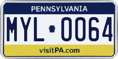PA license plate MYL0064