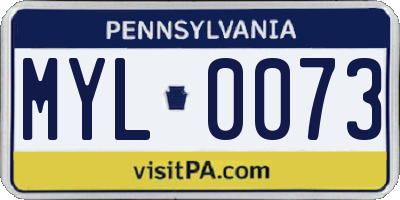 PA license plate MYL0073