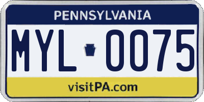 PA license plate MYL0075