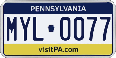 PA license plate MYL0077