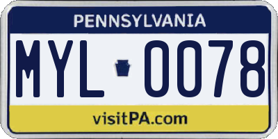 PA license plate MYL0078