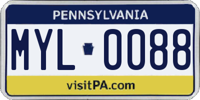PA license plate MYL0088