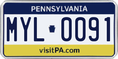 PA license plate MYL0091