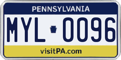 PA license plate MYL0096