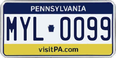 PA license plate MYL0099