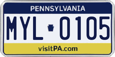 PA license plate MYL0105