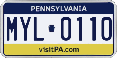 PA license plate MYL0110
