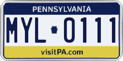 PA license plate MYL0111