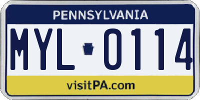 PA license plate MYL0114