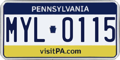 PA license plate MYL0115