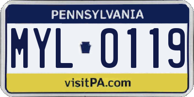 PA license plate MYL0119