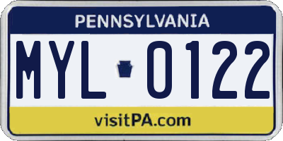 PA license plate MYL0122