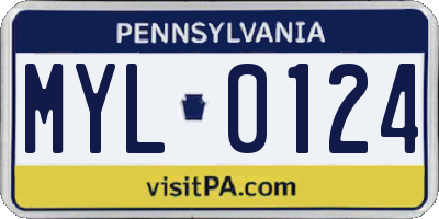 PA license plate MYL0124