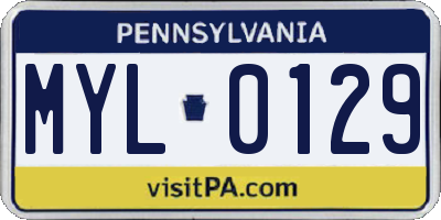 PA license plate MYL0129