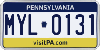 PA license plate MYL0131