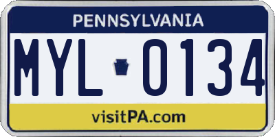 PA license plate MYL0134