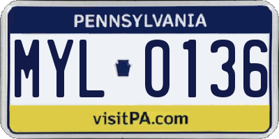 PA license plate MYL0136
