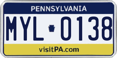 PA license plate MYL0138
