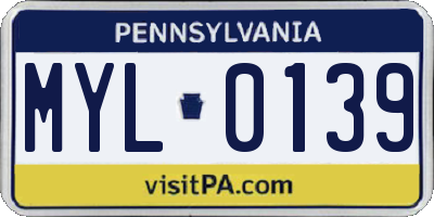 PA license plate MYL0139