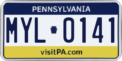 PA license plate MYL0141