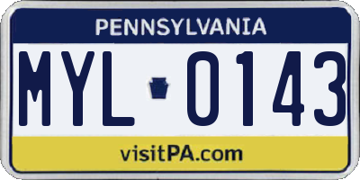 PA license plate MYL0143