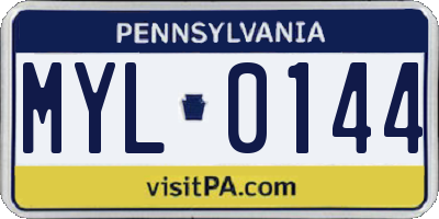 PA license plate MYL0144