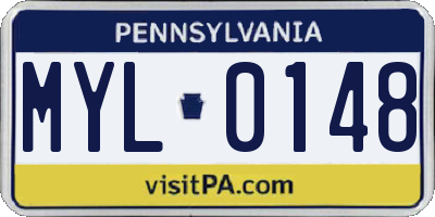 PA license plate MYL0148