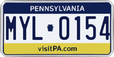 PA license plate MYL0154