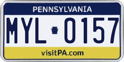 PA license plate MYL0157