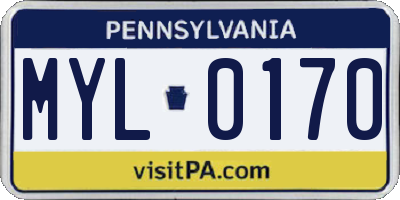 PA license plate MYL0170