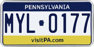 PA license plate MYL0177