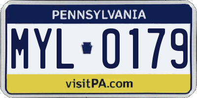 PA license plate MYL0179