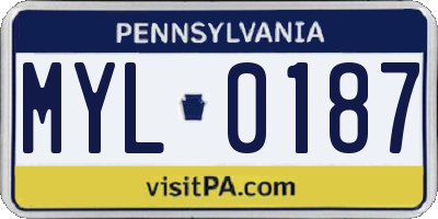 PA license plate MYL0187