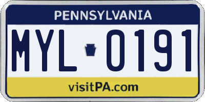PA license plate MYL0191