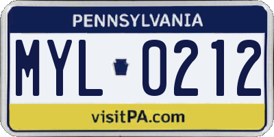 PA license plate MYL0212
