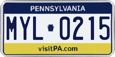 PA license plate MYL0215